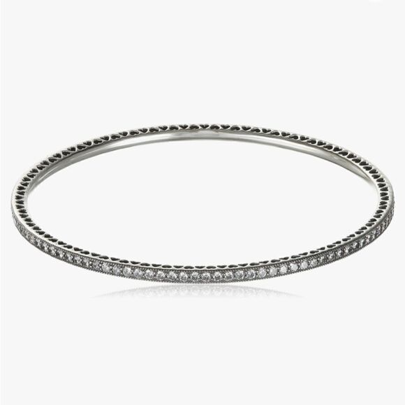 Pandora ALE 925 Oval Bangle Bracelet Twinkling Forever, Clear Cubic Zirconia - Picture 1 of 10